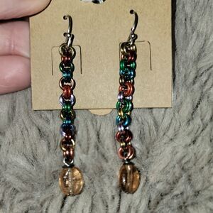 Chainmail Dangling Earrings Bead #E27